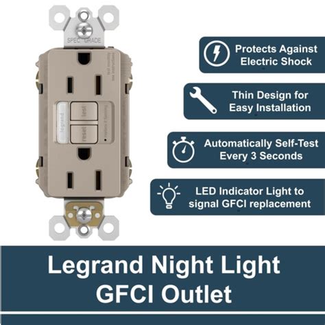 electrical box night light|radiant 15A Tamper Resistant Self Test GFCI Outlet with Night Light.